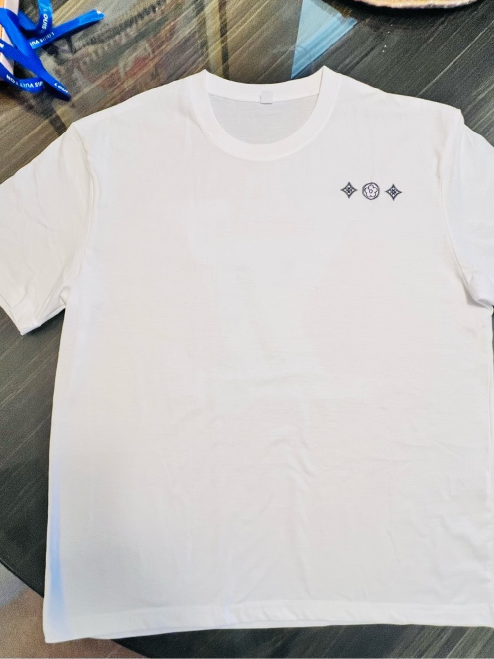 LV Monogram White Crewneck Tee with Size Tag Detail.              NWOT - Picture 2 of 3